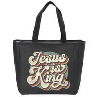 Retro Jesus Is King Christian Bible Religious Zip Tote Bag