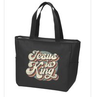 Retro Jesus Is King Christian Bible Religious Zip Tote Bag