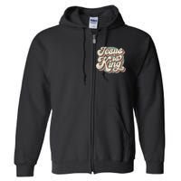 Retro Jesus Is King Christian Bible Religious Full Zip Hoodie