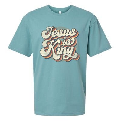 Retro Jesus Is King Christian Bible Religious Sueded Cloud Jersey T-Shirt