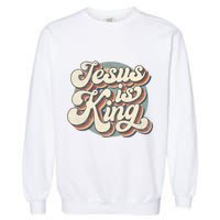 Retro Jesus Is King Christian Bible Religious Garment-Dyed Sweatshirt