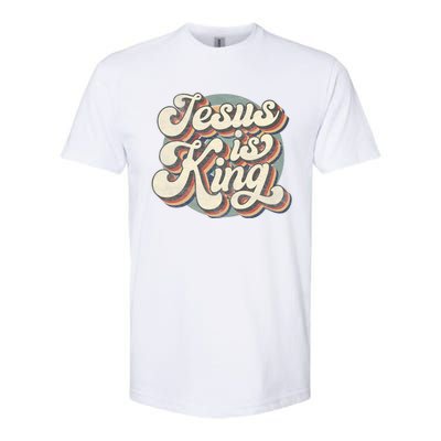 Retro Jesus Is King Christian Bible Religious Softstyle CVC T-Shirt