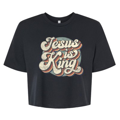 Retro Jesus Is King Christian Bible Religious Womens Bella+Canvas Jersey Crop Tee