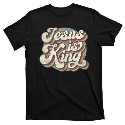 Retro Jesus Is King Christian Bible Religious Womens T-Shirt