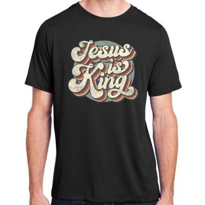 Retro Jesus Is King Christian Bible Religious Womens Adult ChromaSoft Performance T-Shirt