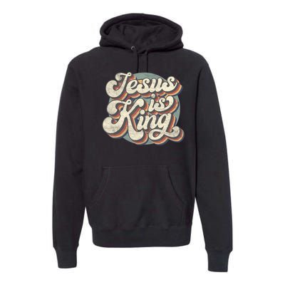 Retro Jesus Is King Christian Bible Religious Womens Premium Hoodie