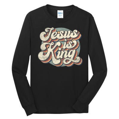 Retro Jesus Is King Christian Bible Religious Womens Tall Long Sleeve T-Shirt