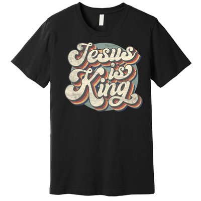 Retro Jesus Is King Christian Bible Religious Womens Premium T-Shirt