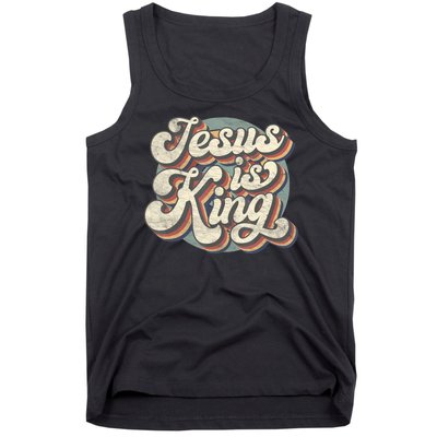 Retro Jesus Is King Christian Bible Religious Womens Tank Top