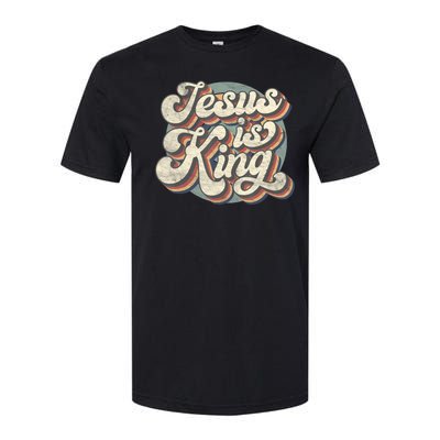 Retro Jesus Is King Christian Bible Religious Womens Softstyle® CVC T-Shirt