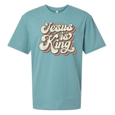 Retro Jesus Is King Christian Bible Religious Womens Sueded Cloud Jersey T-Shirt