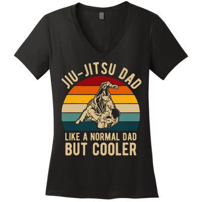 Retro Jiu Jitsu Dad Bjj Man Father Vintage Women's V-Neck T-Shirt