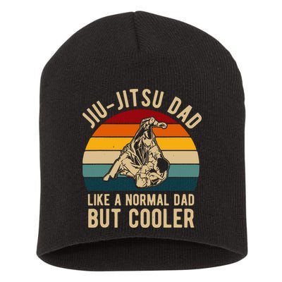 Retro Jiu Jitsu Dad Bjj Man Father Vintage Short Acrylic Beanie