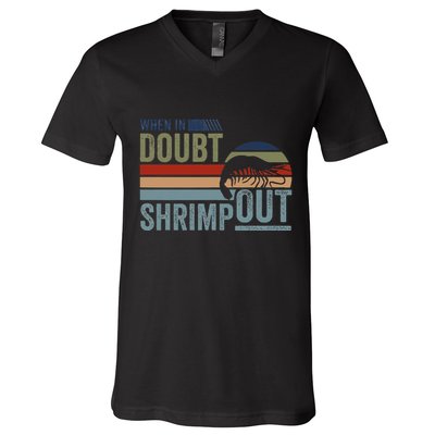 Retro Jiu Jitsu Martial Art When In Doubt Shrimp Out Bjj Mma V-Neck T-Shirt