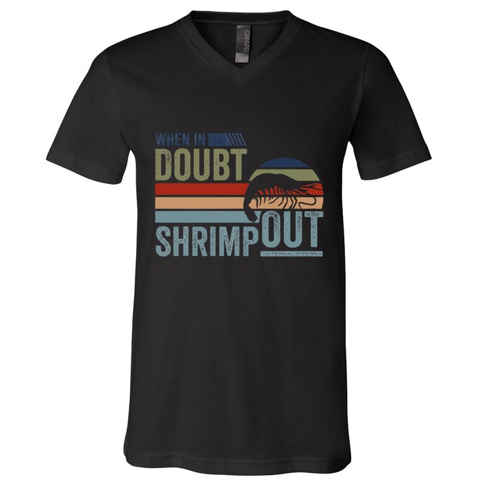 Retro Jiu Jitsu Martial Art When In Doubt Shrimp Out Bjj Mma V-Neck T-Shirt