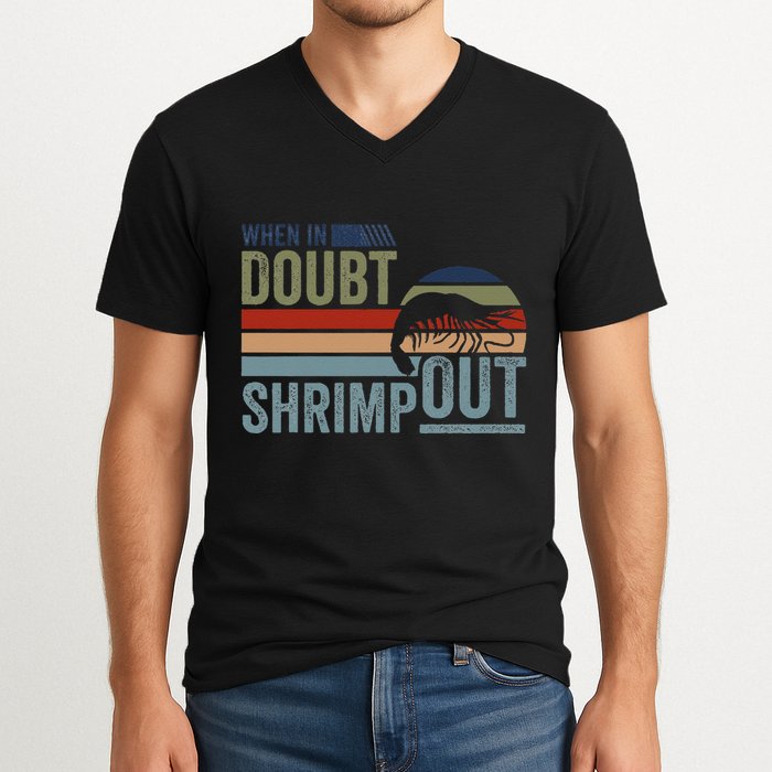 Retro Jiu Jitsu Martial Art When In Doubt Shrimp Out Bjj Mma V-Neck T-Shirt