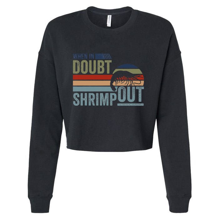 Retro Jiu Jitsu Martial Art When In Doubt Shrimp Out Bjj Mma Cropped Pullover Crew