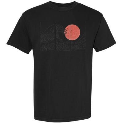 Retro Japanese Japan Flag Great Wave Outline Graphic Garment-Dyed Heavyweight T-Shirt