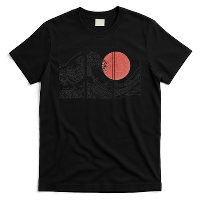 Retro Japanese Japan Flag Great Wave Outline Graphic T-Shirt
