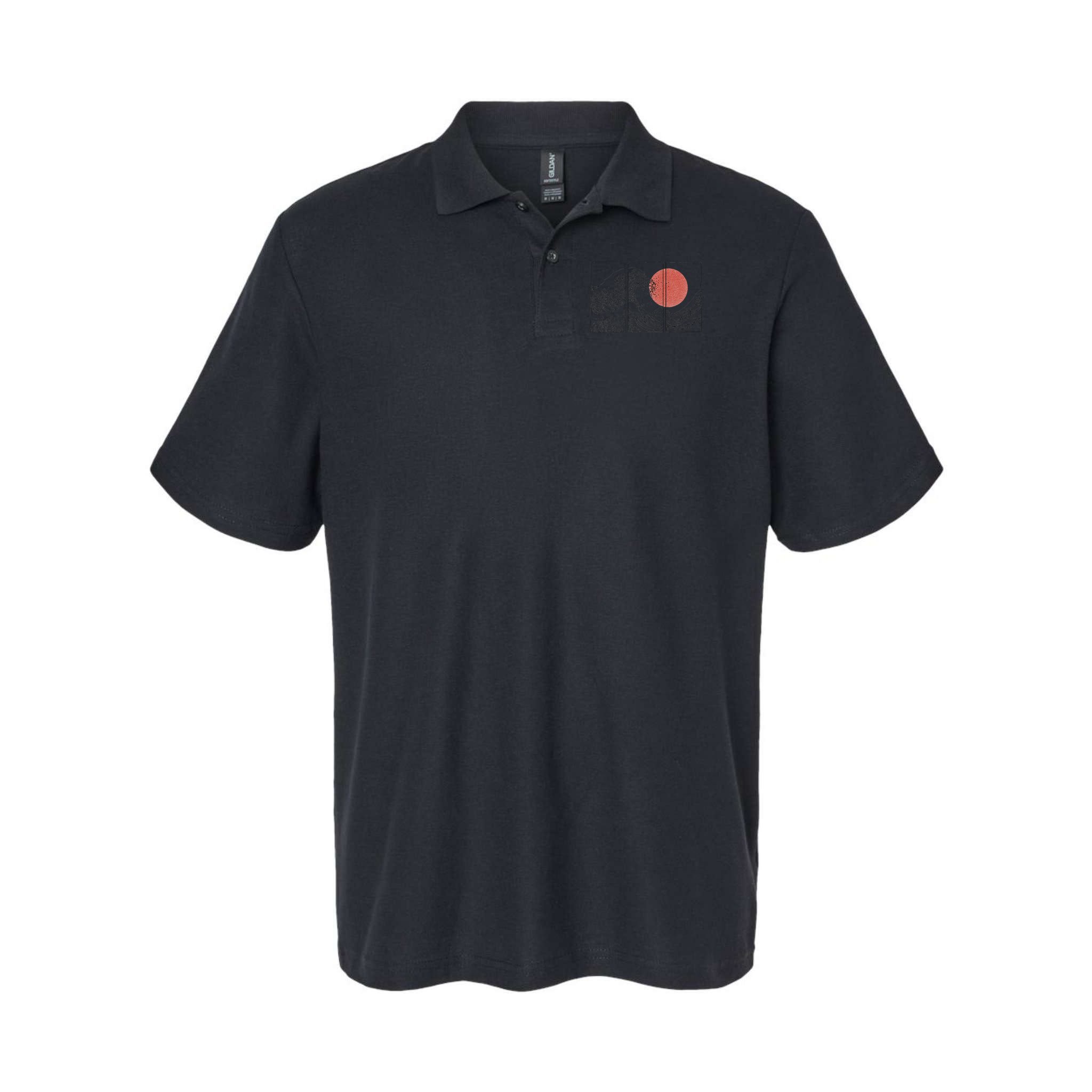 Retro Japanese Japan Flag Great Wave Outline Graphic Polo