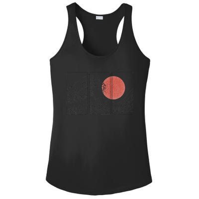 Retro Japanese Japan Flag Great Wave Outline Graphic Ladies PosiCharge Competitor Racerback Tank