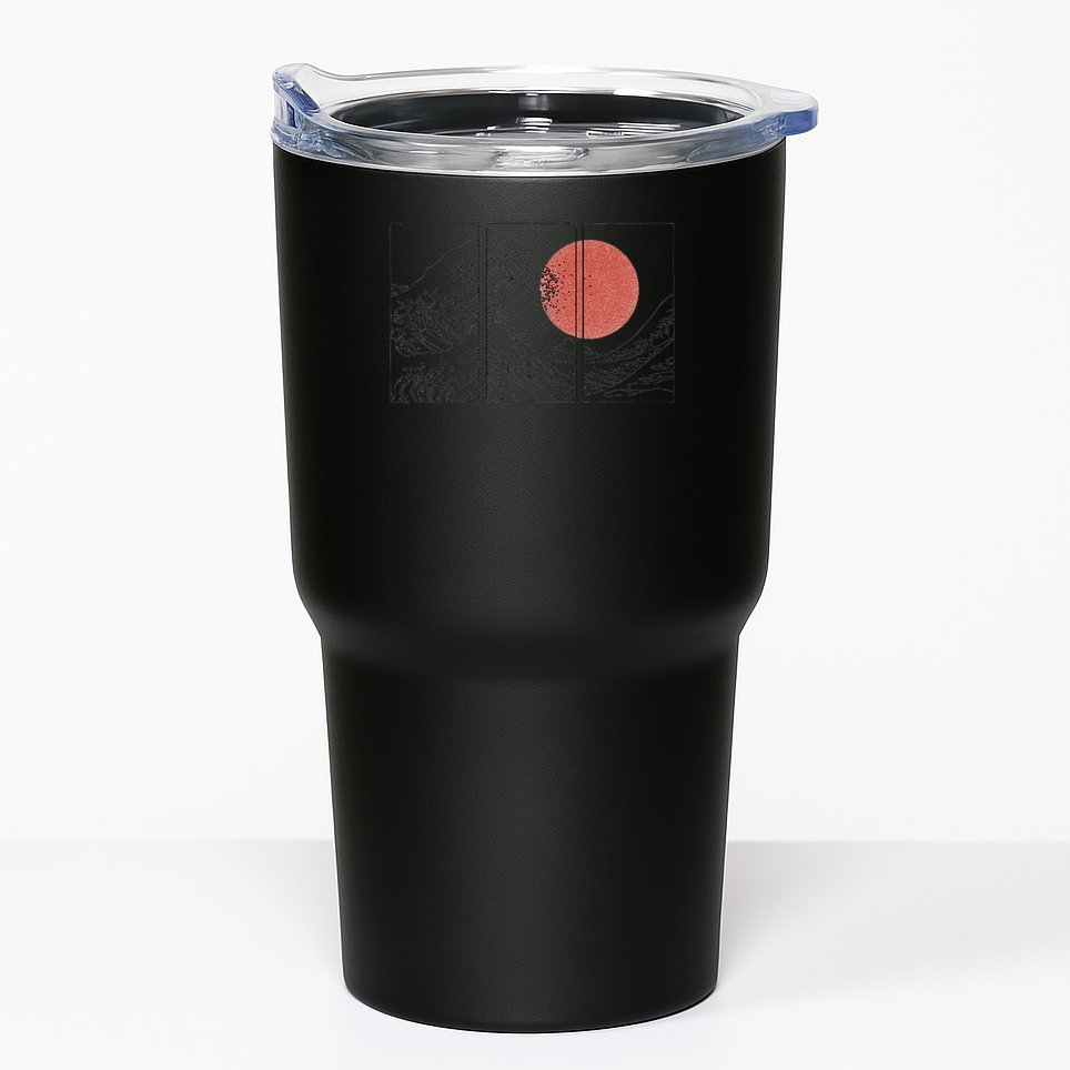 Retro Japanese Japan Flag Great Wave Outline Graphic Tumbler