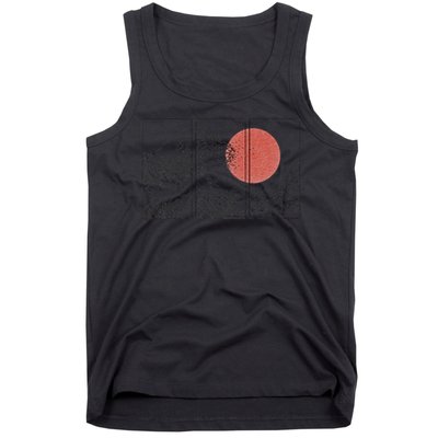 Retro Japanese Japan Flag Great Wave Outline Graphic Tank Top