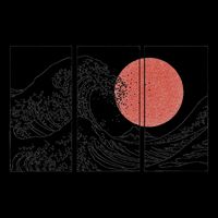 Retro Japanese Japan Flag Great Wave Outline Graphic Visor