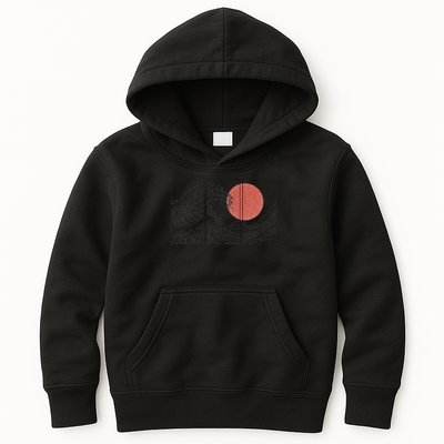 Retro Japanese Japan Flag Great Wave Outline Graphic Kids Hoodie
