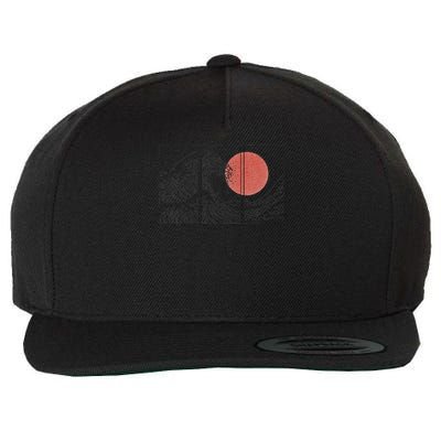 Retro Japanese Japan Flag Great Wave Outline Graphic Wool Snapback Cap
