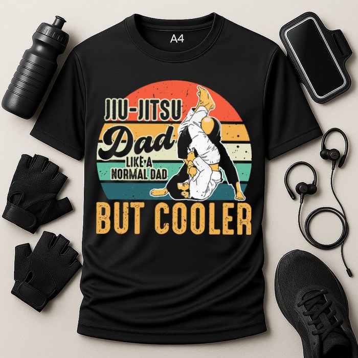 Retro Jiu Jitsu Dad Brazilian BJJ Jew Jitsu Father Cooling Performance Crew T-Shirt