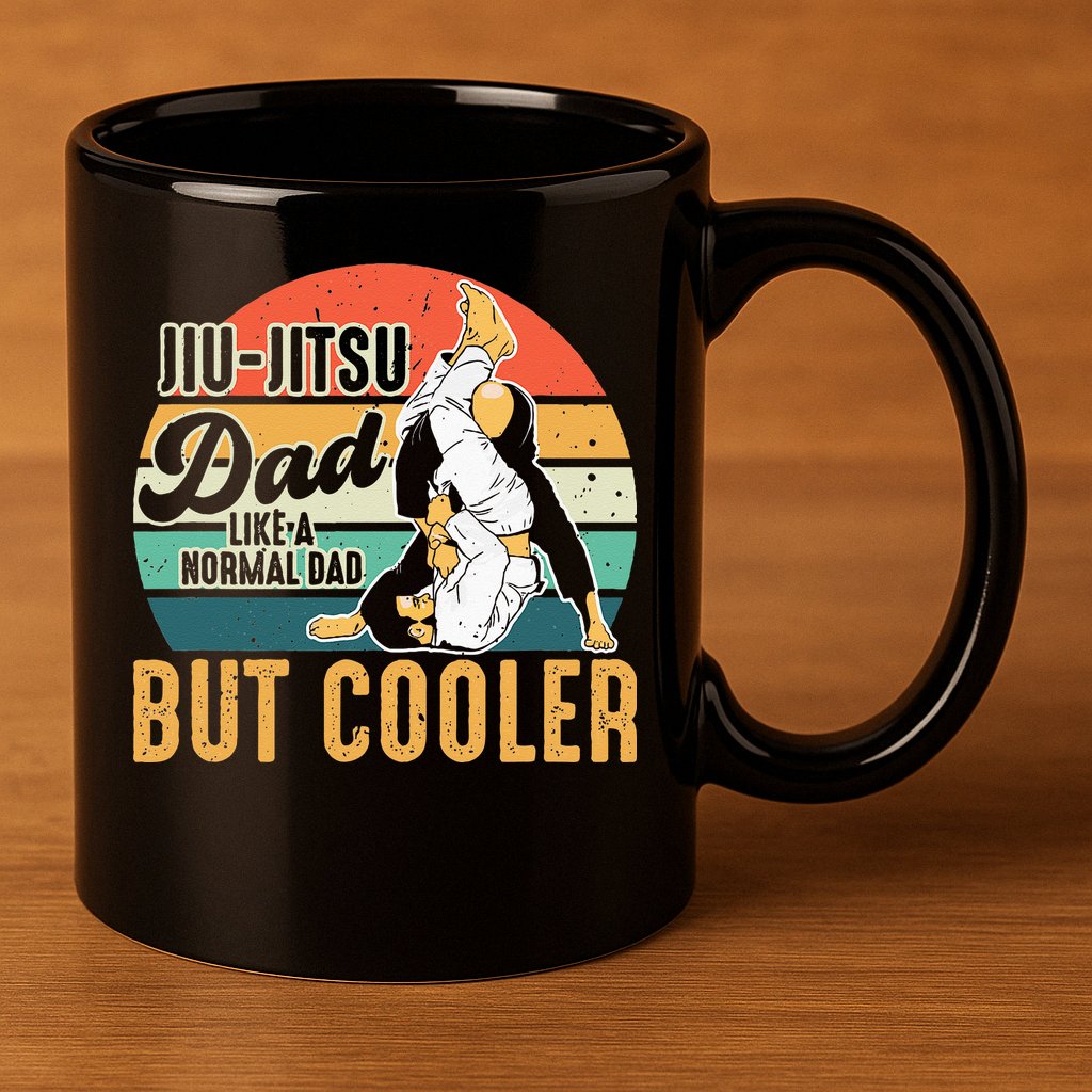 Retro Jiu Jitsu Dad Brazilian BJJ Jew Jitsu Father 11oz C Handle Ceramic Mug