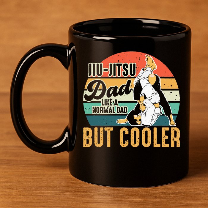 Retro Jiu Jitsu Dad Brazilian BJJ Jew Jitsu Father 11oz C Handle Ceramic Mug