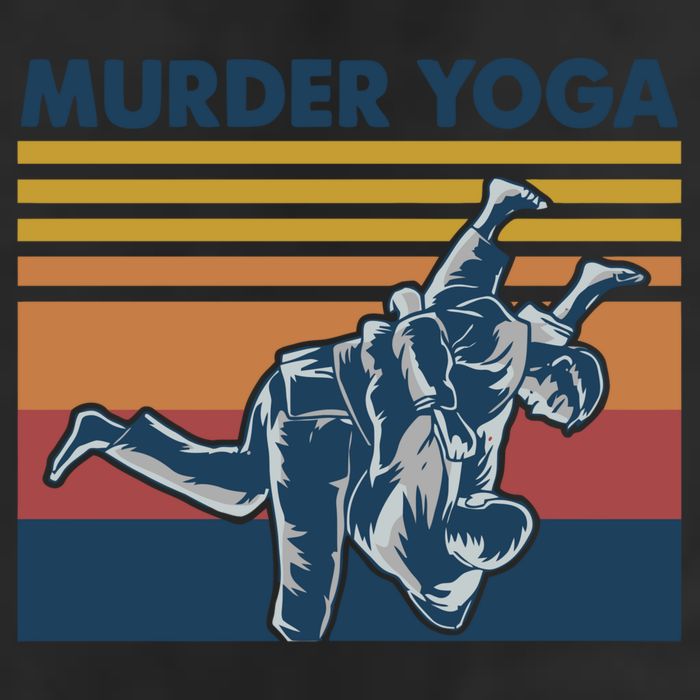 Retro Jiu Jitsu Murder Yoga Jiu Jitsu Murder Yoga 7 Panel Mesh Trucker Snapback Hat