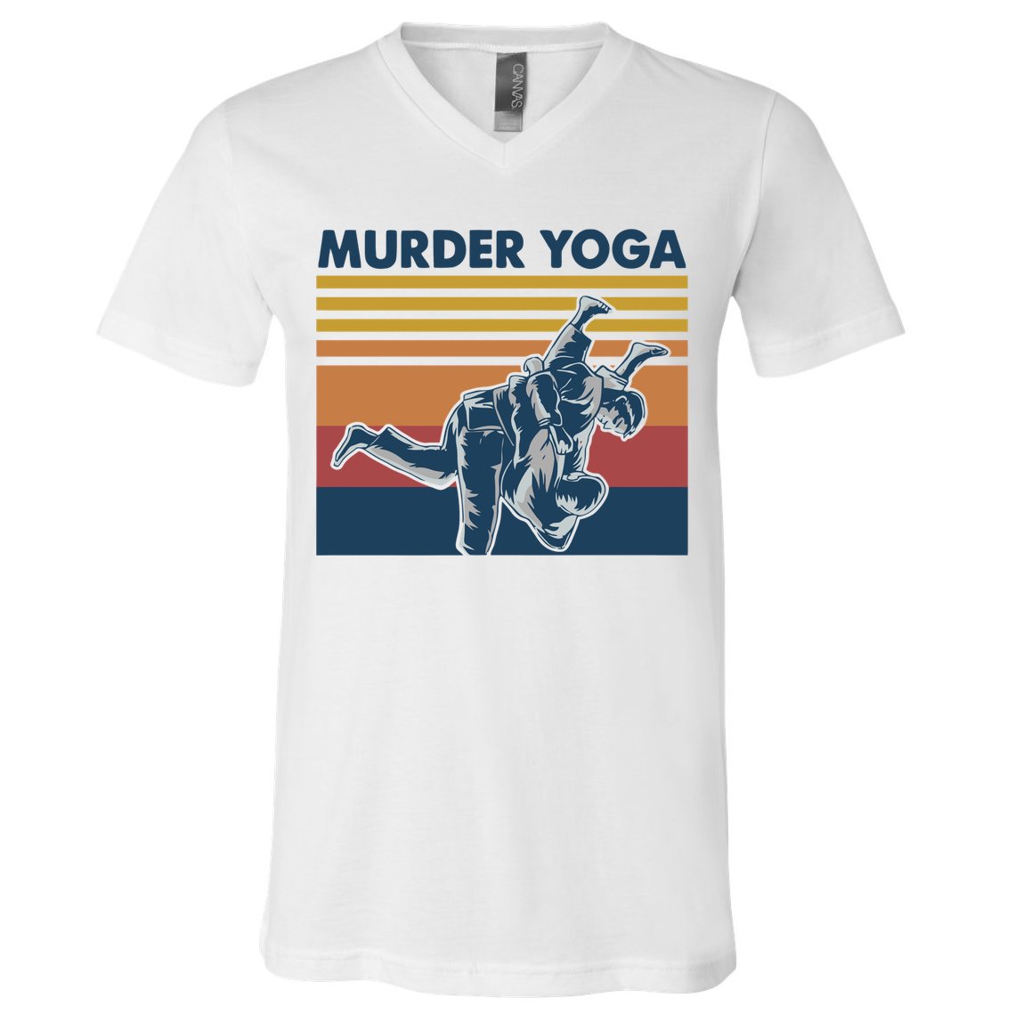 Retro Jiu Jitsu Murder Yoga Jiu Jitsu Murder Yoga V-Neck T-Shirt
