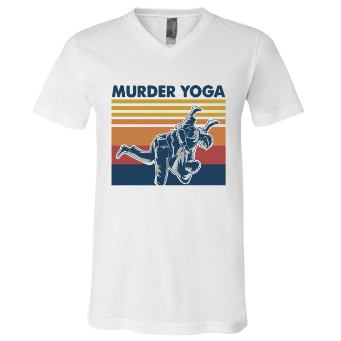 Retro Jiu Jitsu Murder Yoga Jiu Jitsu Murder Yoga V-Neck T-Shirt