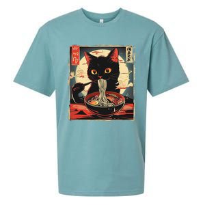 Retro Japanese Kawaii Cute Cat Eating Ramen Poster Sueded Cloud Jersey T-Shirt