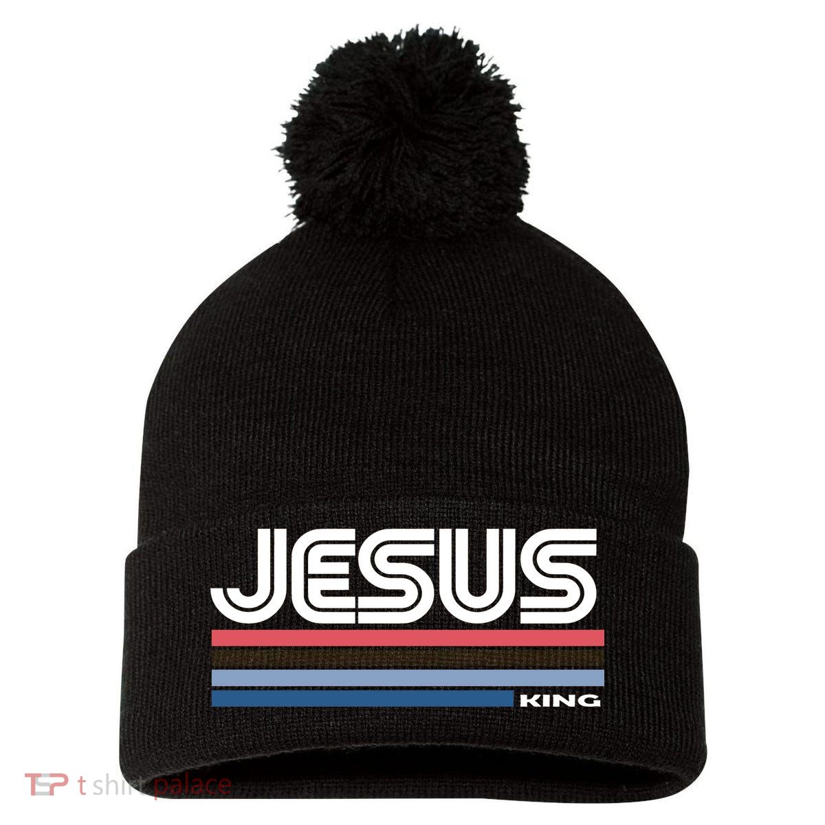 Retro Jesus King Pom Pom 12in Knit Beanie