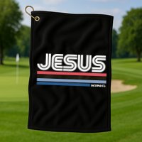Retro Jesus King Golf Towel
