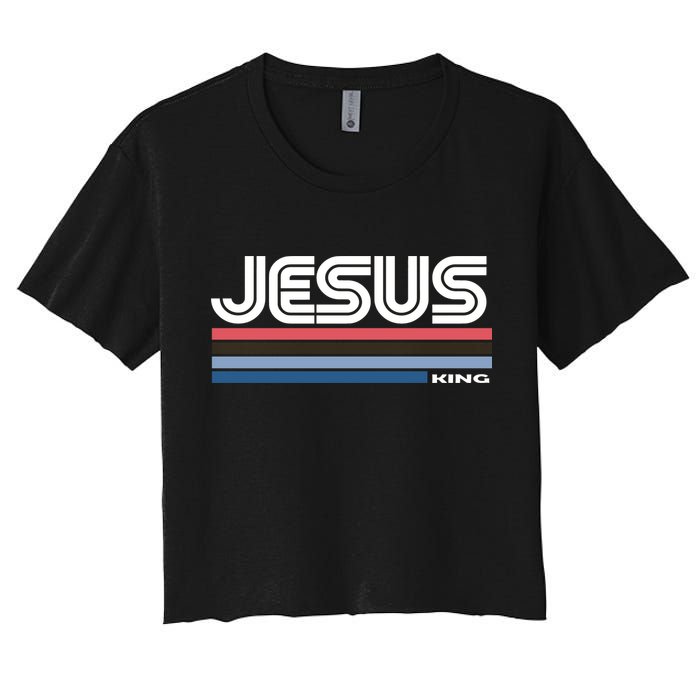Retro Jesus King Women's Crop Top Tee