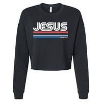 Retro Jesus King Cropped Pullover Crew