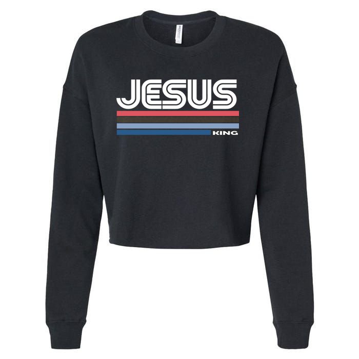 Retro Jesus King Cropped Pullover Crew