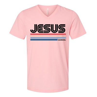 Retro Jesus King V-Neck T-Shirt