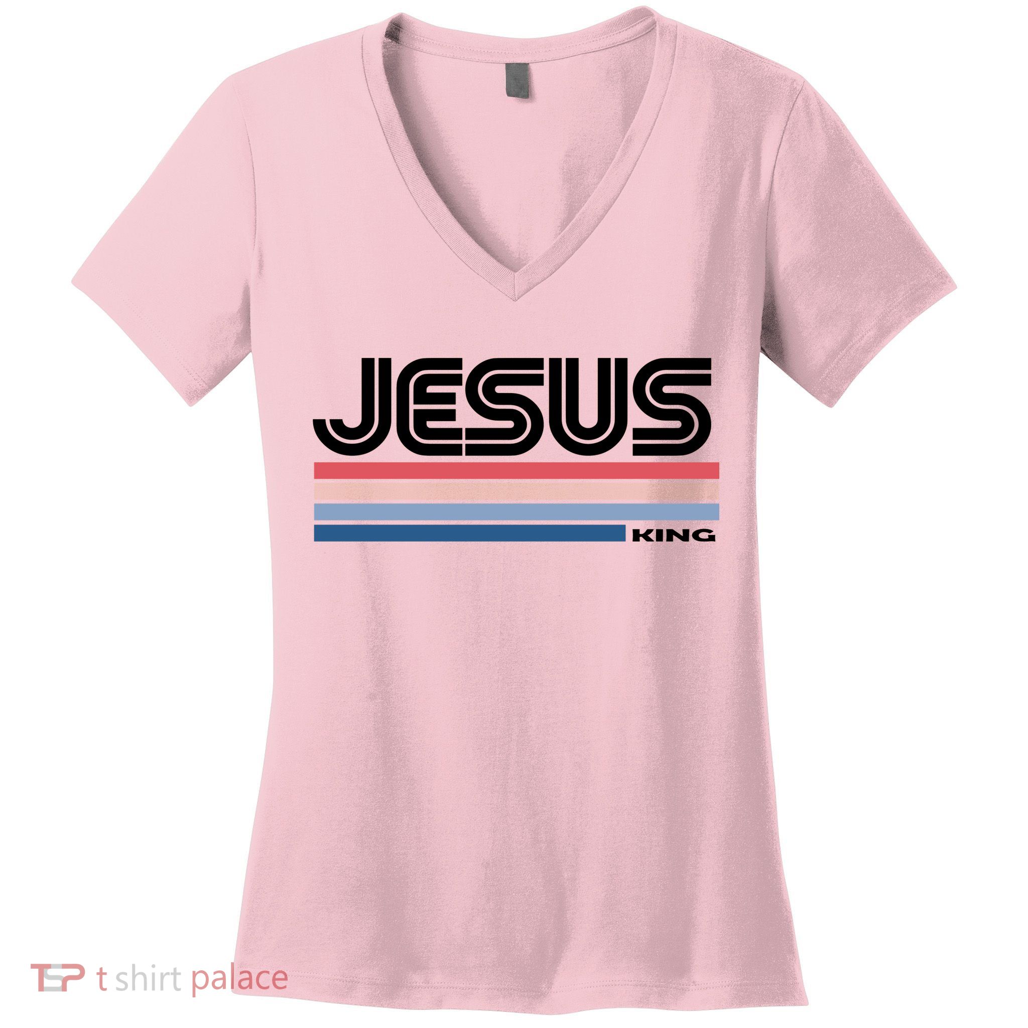 Retro Jesus King Women's V-Neck T-Shirt