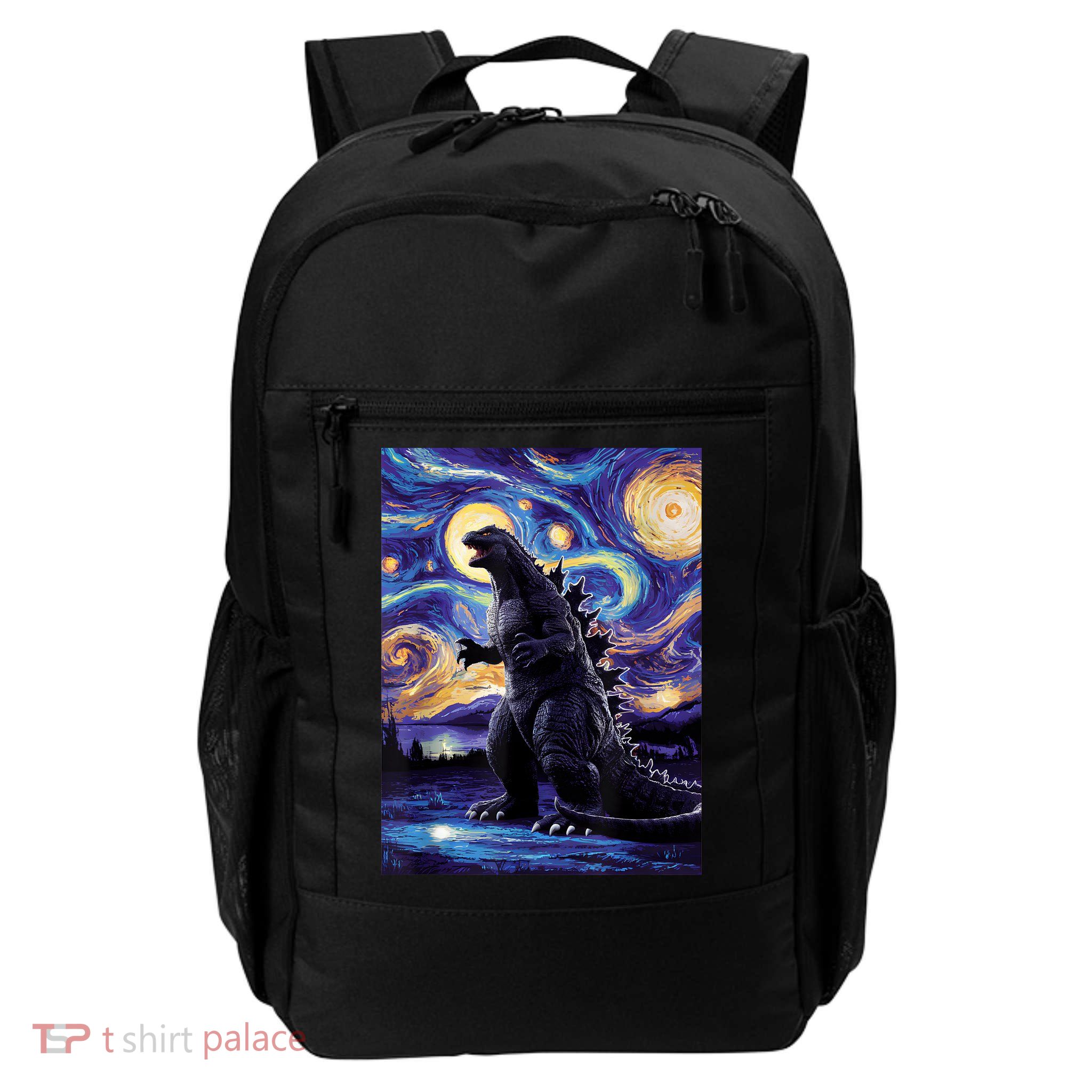 Retro Japanese Kaiju Monster Starry Night Parody Daily Commute Backpack