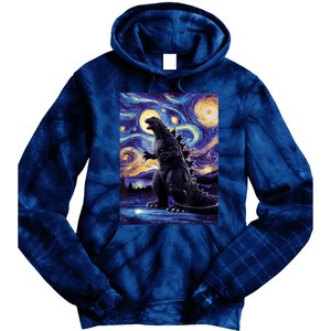 Retro Japanese Kaiju Monster Starry Night Parody Tie Dye Hoodie