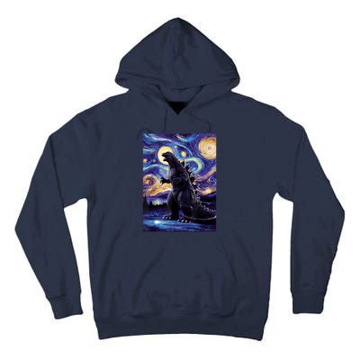 Retro Japanese Kaiju Monster Starry Night Parody Tall Hoodie