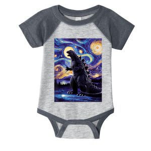 Retro Japanese Kaiju Monster Starry Night Parody Infant Baby Jersey Bodysuit