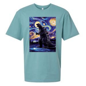 Retro Japanese Kaiju Monster Starry Night Parody Sueded Cloud Jersey T-Shirt