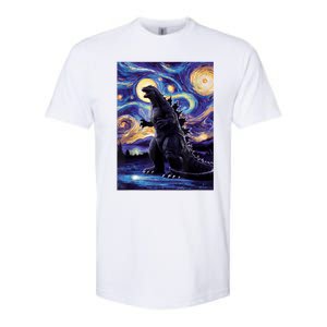 Retro Japanese Kaiju Monster Starry Night Parody Softstyle CVC T-Shirt